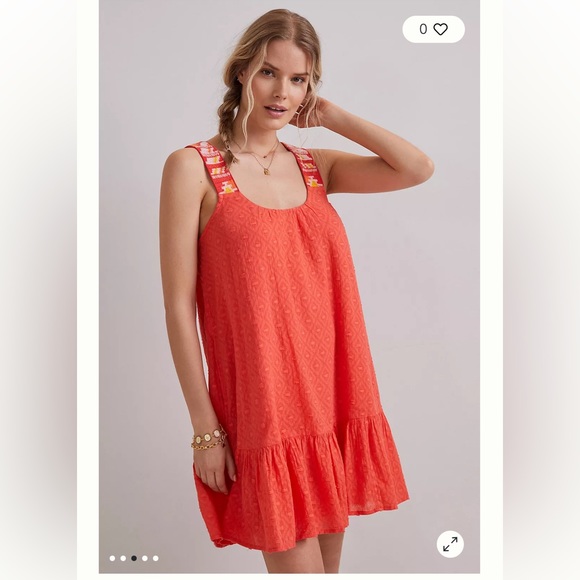 Anthropologie Dresses & Skirts - By Anthropologie coral embroidered tunic dress s
